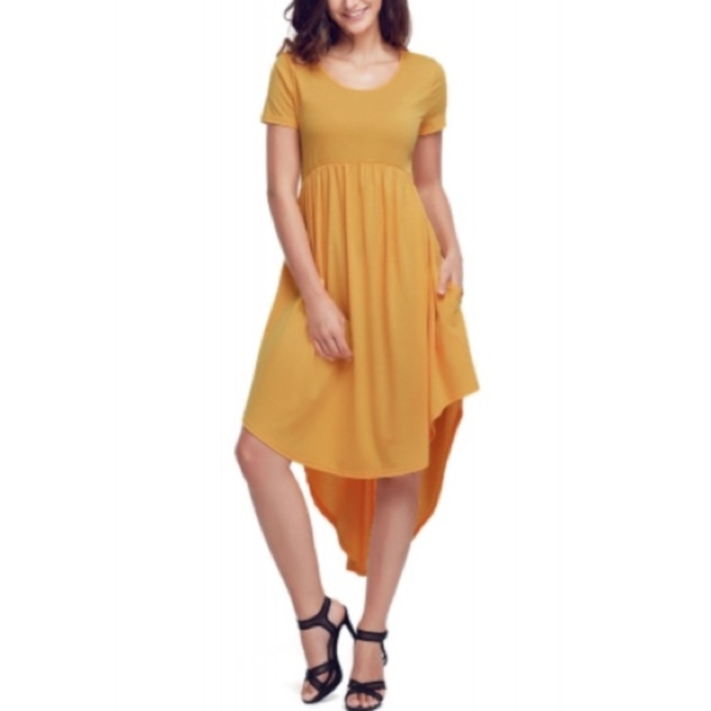 High Low Pleated Swing Dress